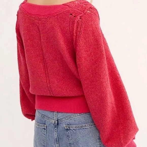 New! Free People Riptide Dolman Sleeve Women's Hot Pink Sweater 🌺 Medium! - Picture 2 of 4